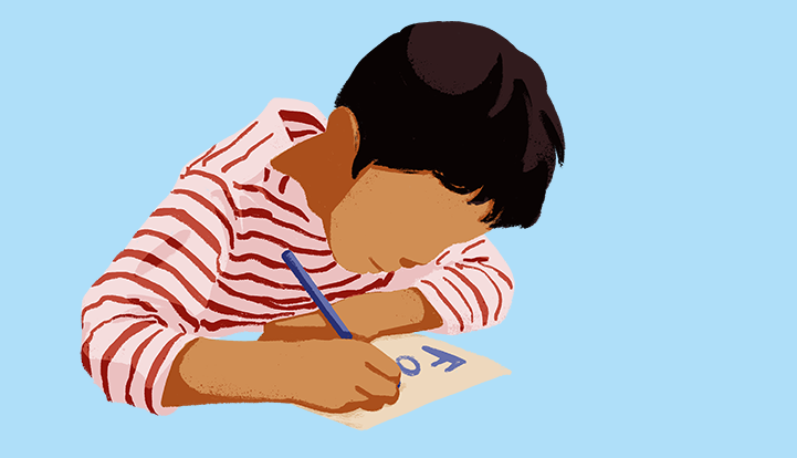 Illustration eines Kindes, das schreibt.