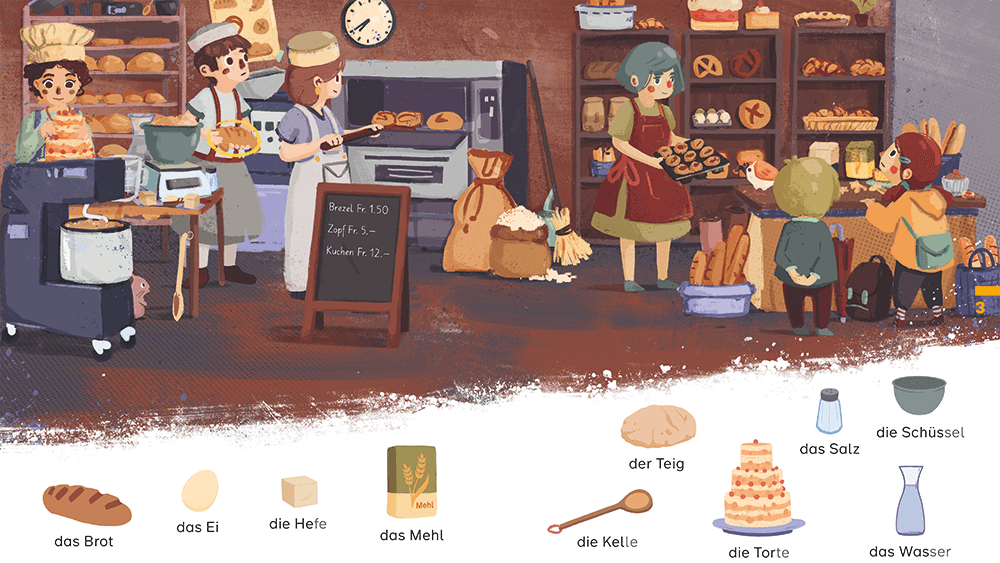 Illustration Bäckerei und Begriffe