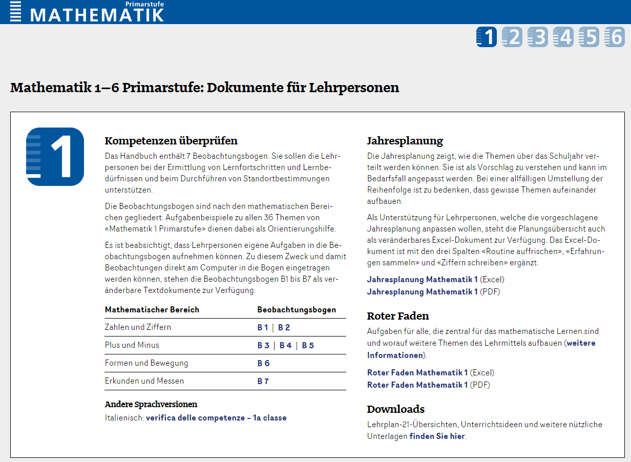LMVZ Mathematik Roter Faden Primarstufe
