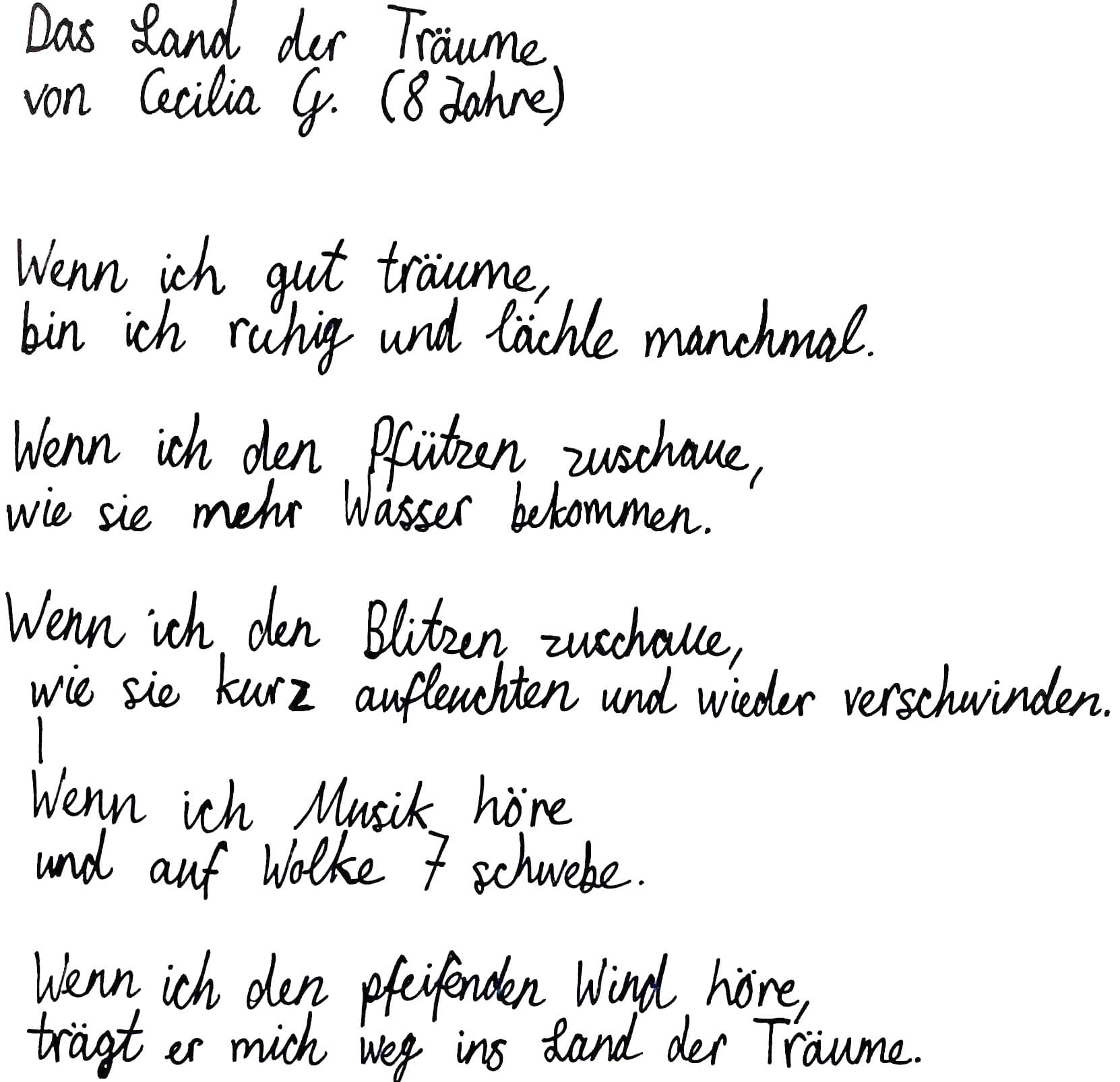 Handgeschriebenes Gedicht