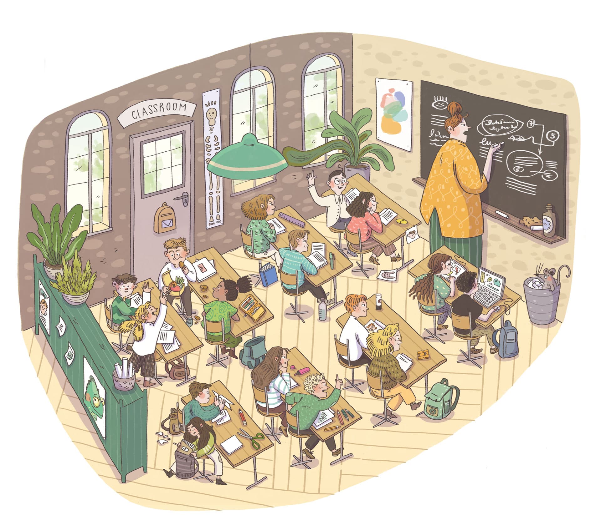 Illustration eines Klassenzimmers