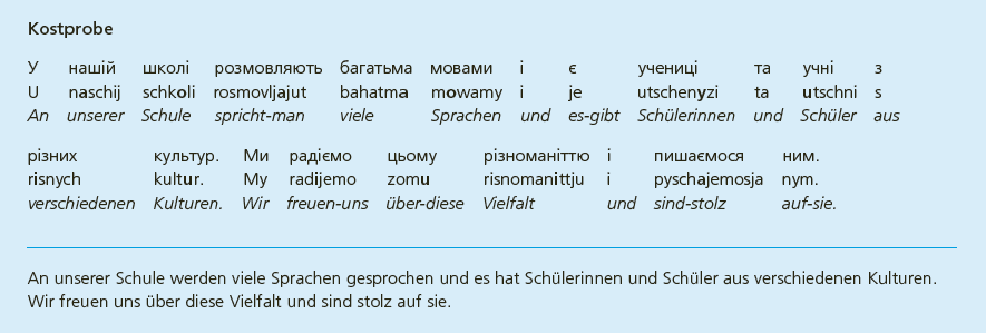 Ukrainischer Satz Wort für Wort auf Deutsch